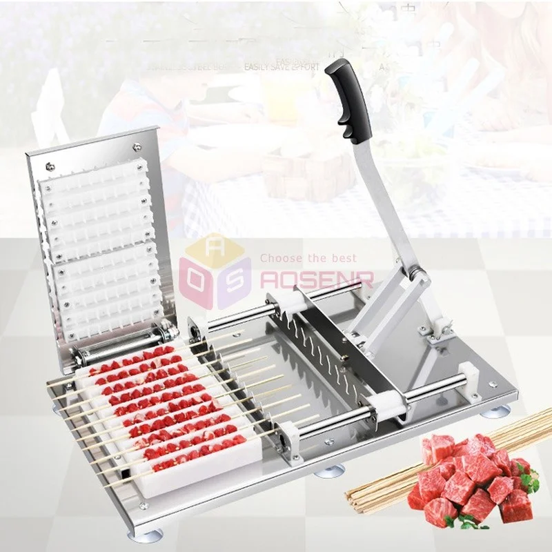 Manual Satay Skewer Machine BBQ Stainless Steel Mutton Kebab Lamb Tools Doner Meat Wear String | Дом и сад