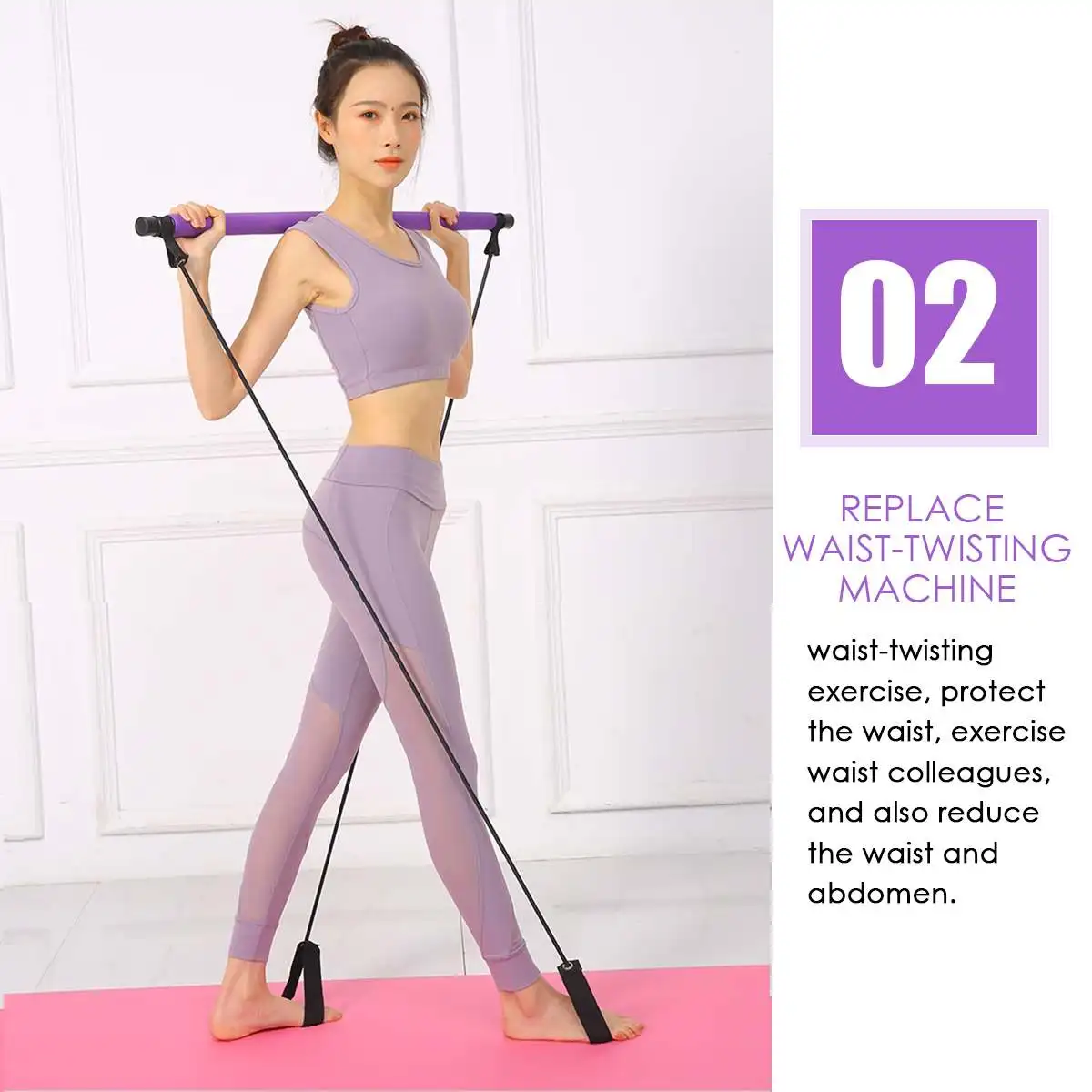 Палка для пилатеса с эластичными лентами дома спортзала портативная фитнеса