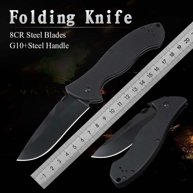 

Уличный складной нож 6045BLK со стальной ручкой и лезвиями G10, карманные ножи, тактический инструмент для выживания и самообороны, ножи для колл...