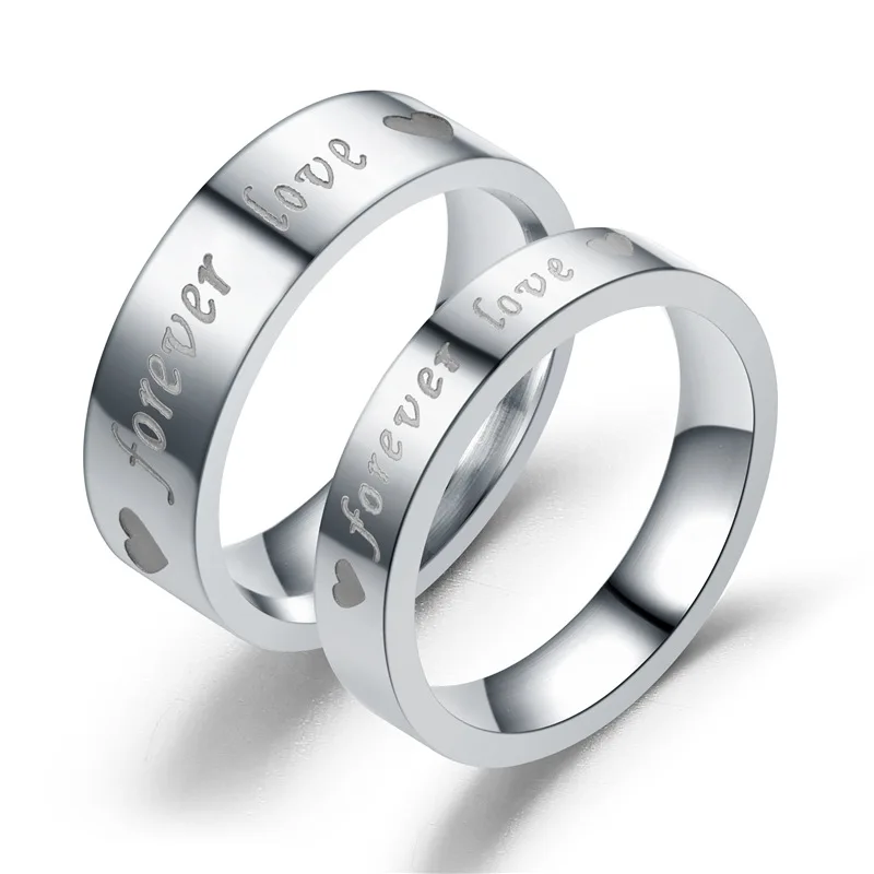 

Love Band Rings For Men Women Heart Stainless Steel Lovers Finger Jewelry Couple Wedding Party Club Wear