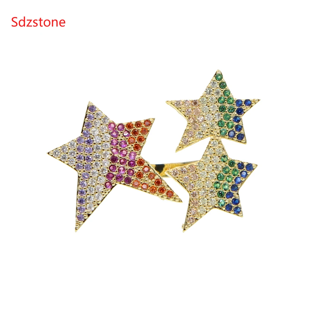 Женское кольцо в стиле хип-хоп с пятиконечными звездами | Украшения и аксессуары