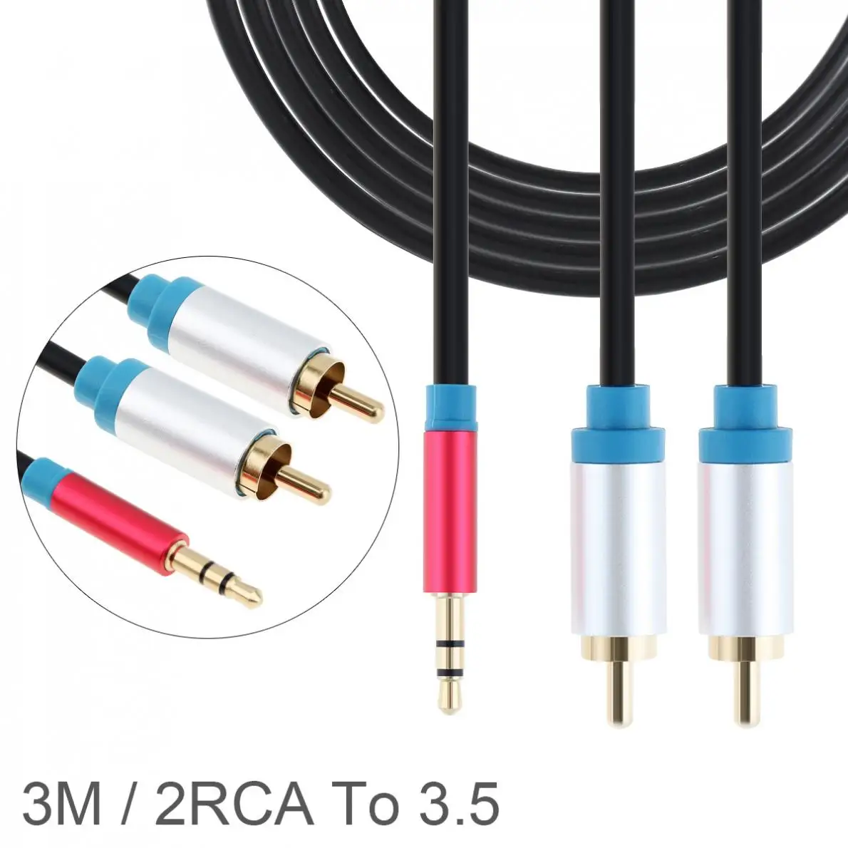 DiGiYes 3 м RCA кабель HiFi стерео 2RCA на 5 мм аудио Поддержка AUX Jack Y сплиттер для