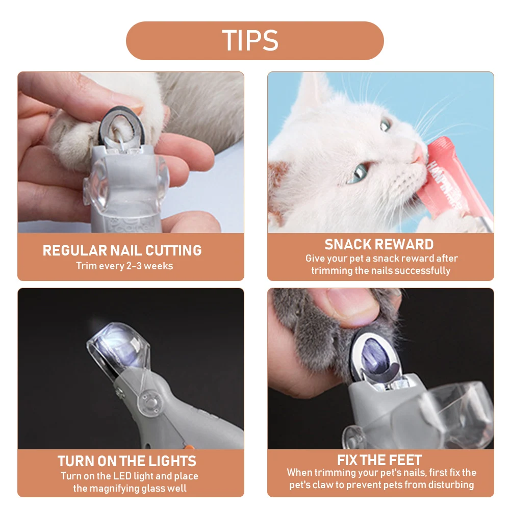 Триммер для ногтей с подсветкой кошек и домашних питомцев триммер кошачьих