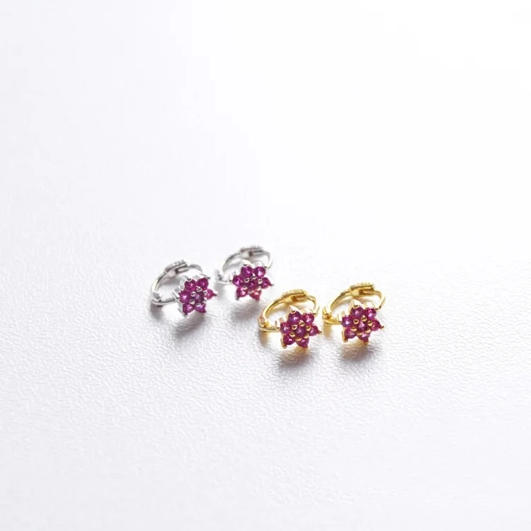 Серьги из стерлингового серебра 925 пробы, модные розовые, красные, белые, циркониевые серьги с цветами, мини-серьги с пряжкой, милые трендовые серьги для девочек