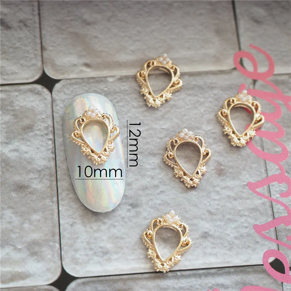 

4pcs/lot Gold Drop Alloy Pearl Nail Art Decorations Crystal Rhinestones Decoration DIY Nails Accessories Jewelry Supplies Charms
