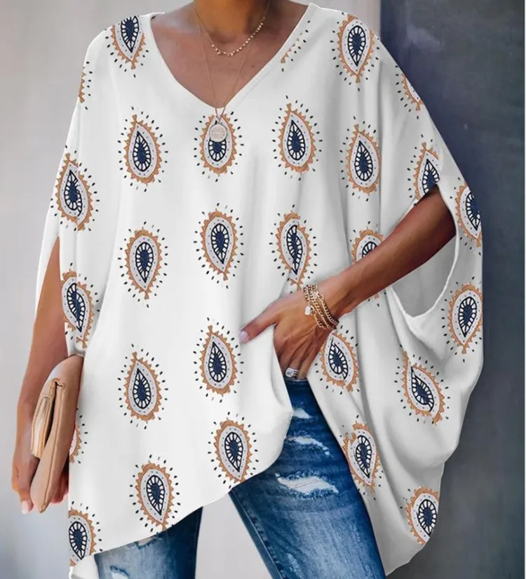 Женский пуловер с V-образным вырезом и рукавом летучая мышь | Женская одежда