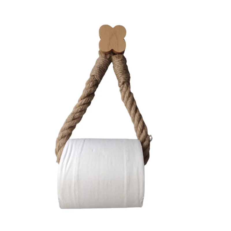 

Punch Free Toilet Paper Holder For Hanging Old Bathroom Decoration Supplies Towels Hotel Hemp Rope Toilet Paper Holder