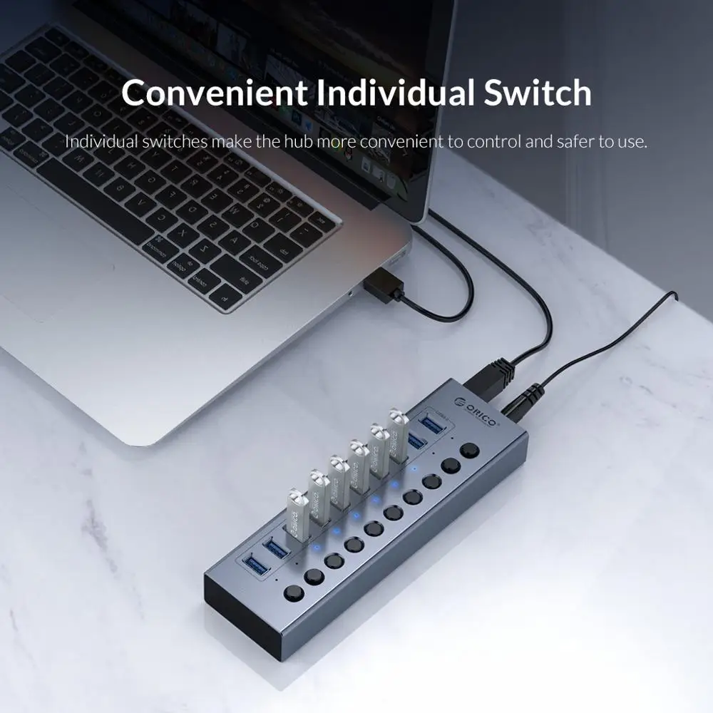 Концентратор ORICO USB 3 0 7/10/13/16 алюминиевый USB-сплиттер с выключателем адаптер