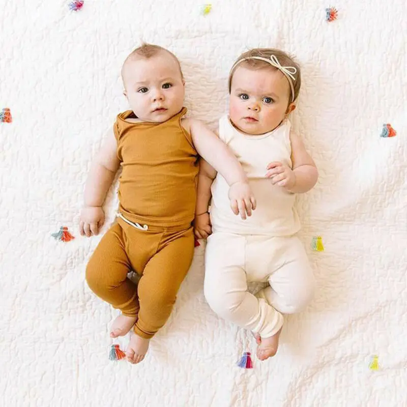 

Newborn Infant Toddler Baby Boy Girls Clothes Sleeveless Vest T-Shirt Tops + Long Pants Leggings Outfits Set 0-24M