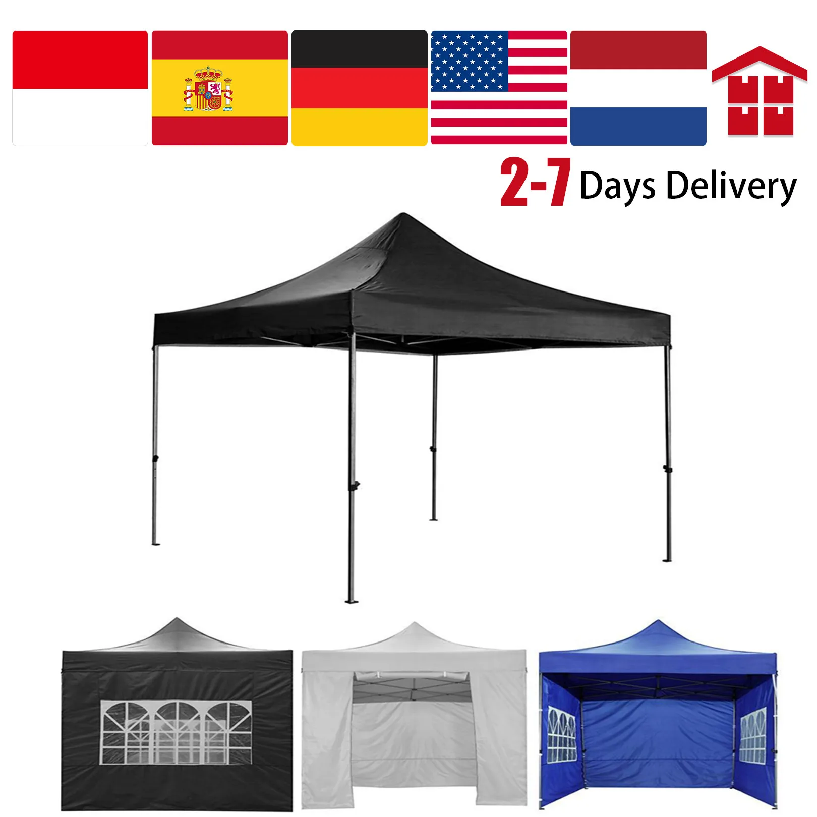 

Right Angle Folding Shed Tent Picnic Outdoor Anti UV Waterproof Instant Shelter with 4 Removable Side Walls