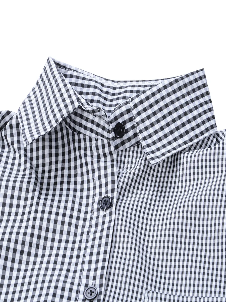 

Blouse Women Spring Autumn 2020 Casual Shirt Long Sleeve Lapel Plaid Patchwork Shirt Tops Blusas Chemisier Femme