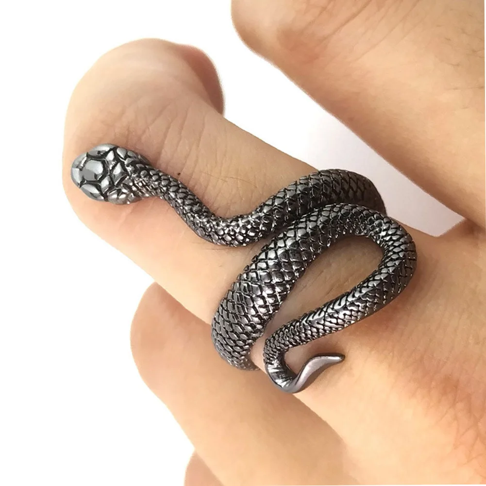 

European and American exaggerated snake print punk high-end retro European and American new opening unisex rings