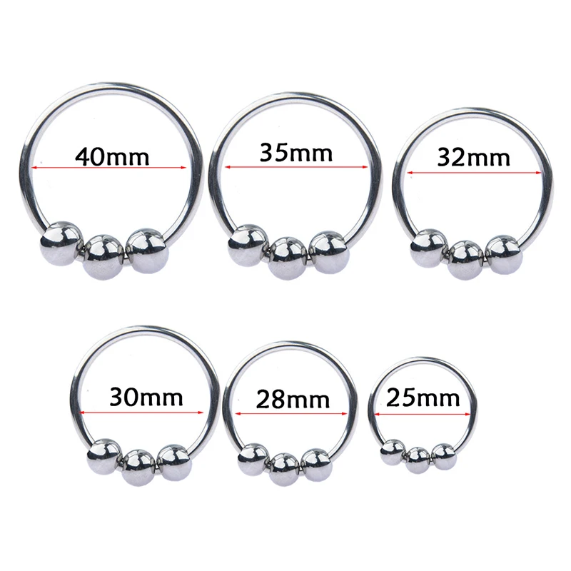 БДСМ три шара из нержавеющей стали головка члена кольцо для пениса увеличение