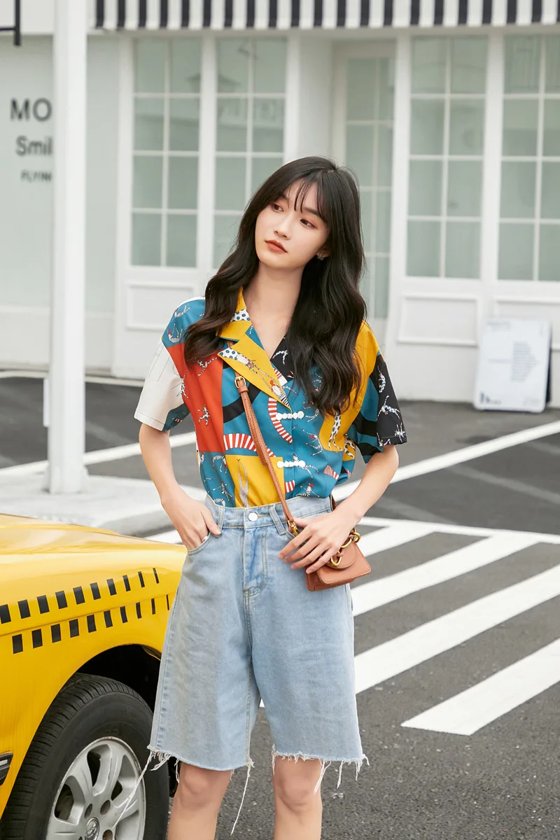 Новинка лета 2020 костюм воротник уличный тренд женский дизайн маленькая рубашка