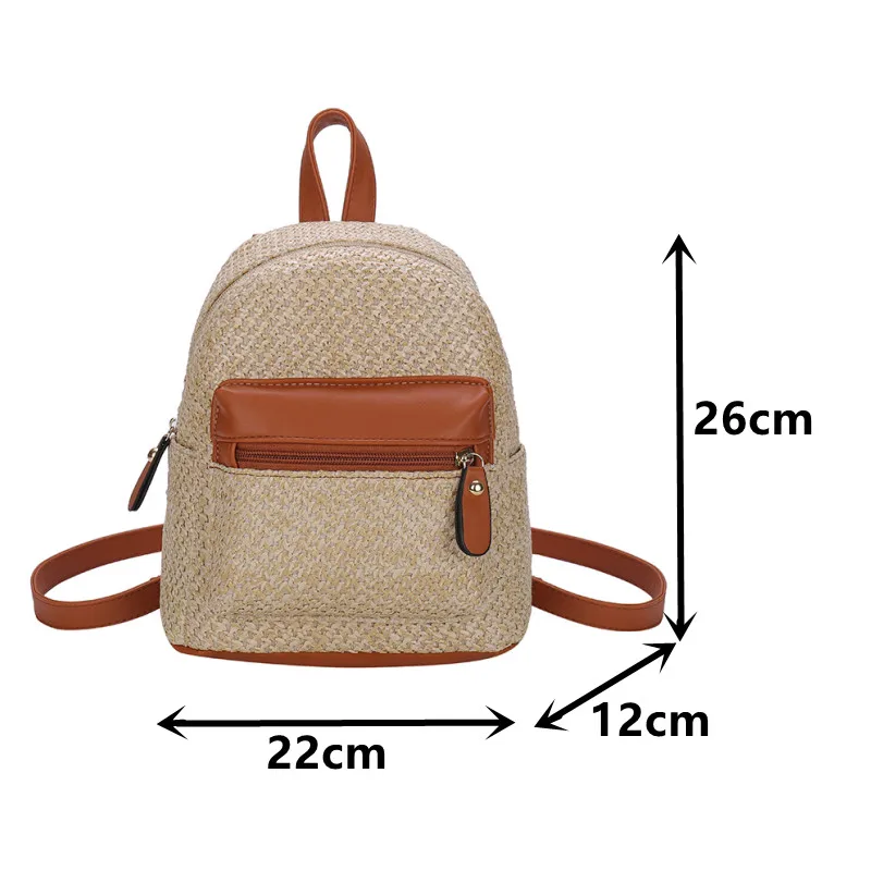 

Straw Weave Backpacks Women's Small Woven Backpack Luxury Brand Designer Rucksack 2021 New Female Summer Beach Travel Knapsack