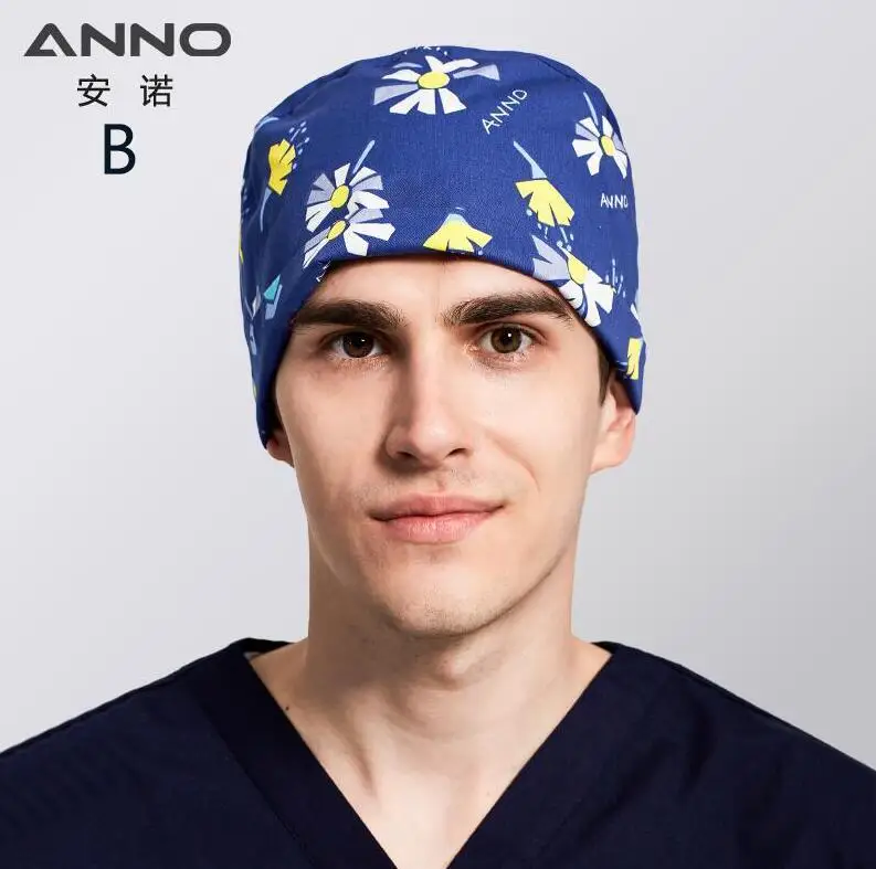 B-PuGongYing-Cap ANNO Medical caps Red Cotton Short/Long Hair Surgical Surgeon's Surgery Hat Hospital Doctor Nurse Hat Men Scrub Hats With Mask - Цвет: B-PuGongYing-Cap