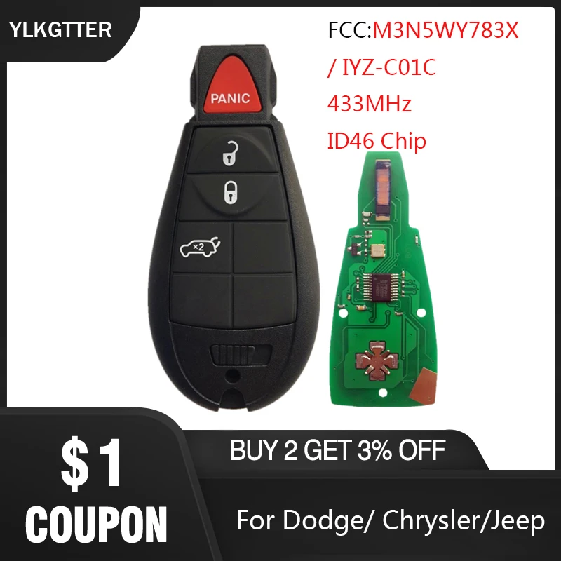 YLKGTTER дистанционный смарт ключ для Dodge/Jeep Challenger Durango зарядное устройство большой