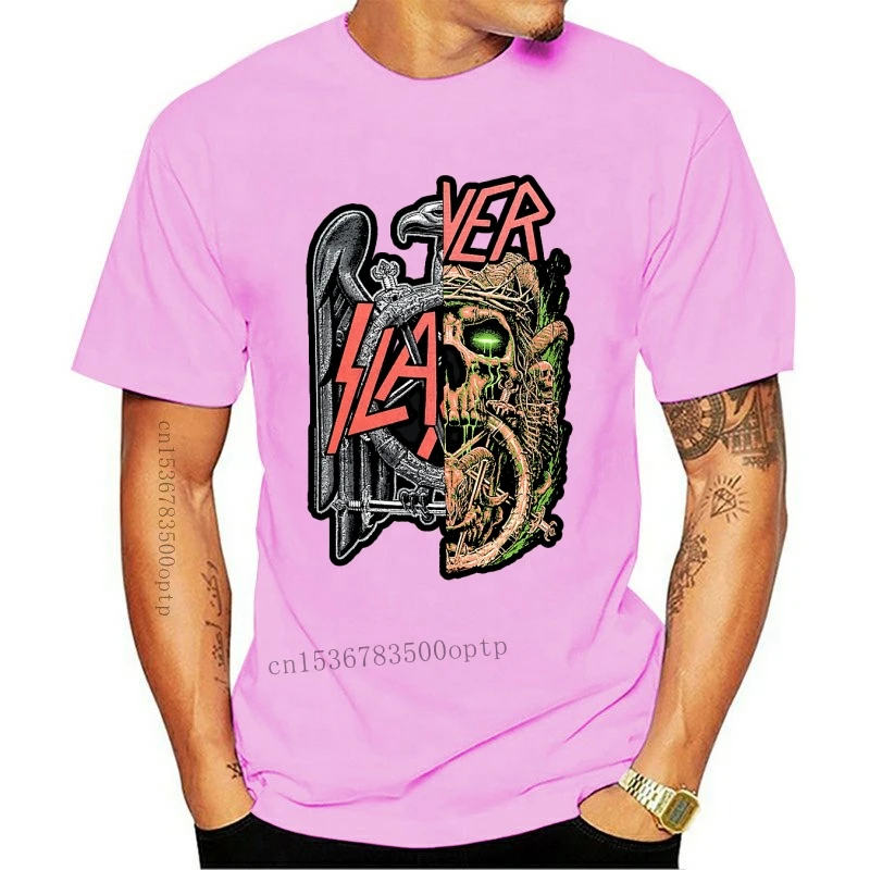 

New Slayer Split Black Men's T-Shirt Tee Top Fashion Rock Band Metal Music Tour NWT Cotton Tee Shirt Custom Special Print