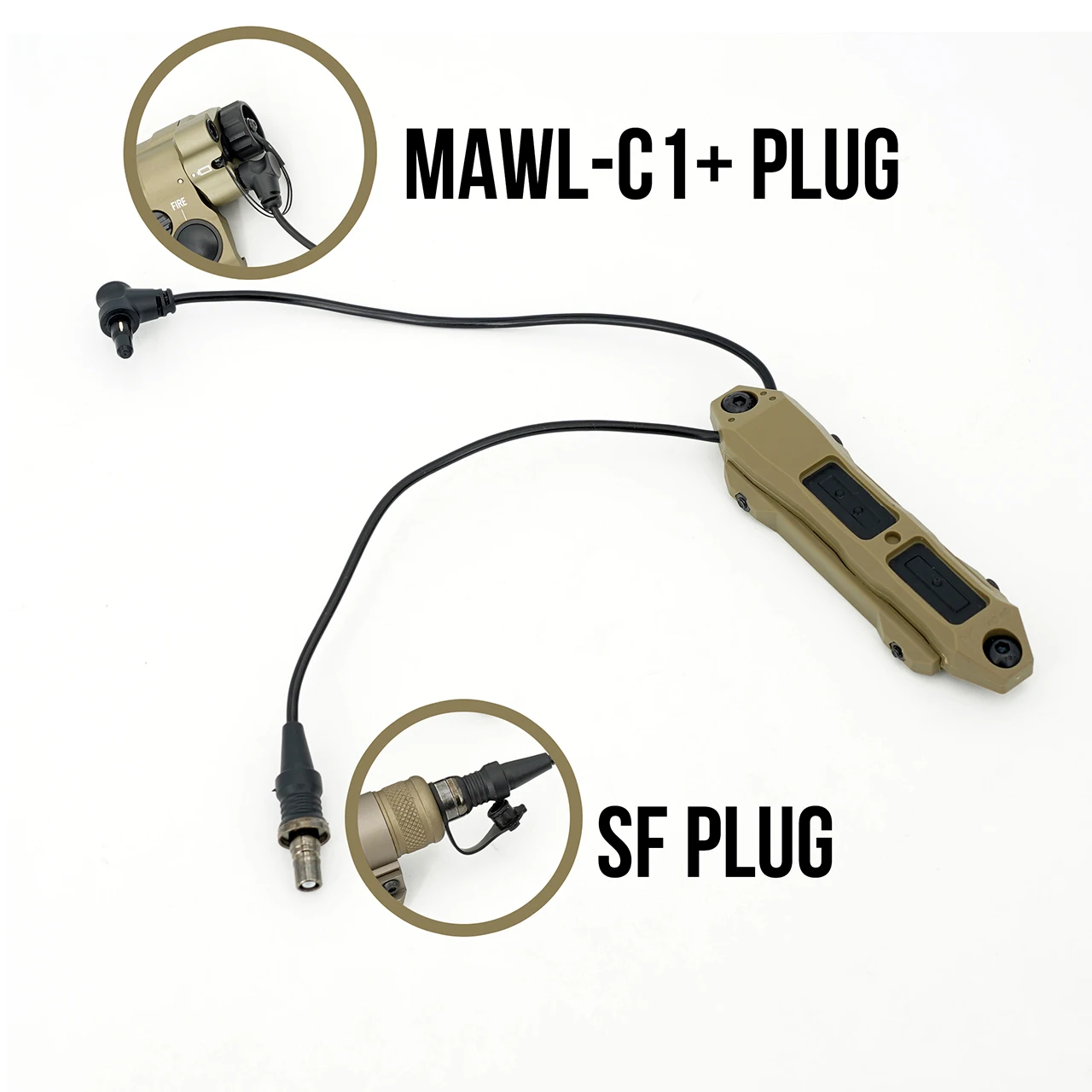 Taktische Remote Dual Schalter Für MAWL-C1 + Laser Und SF Taschenlampe Zu Picatinny 1913 Schiene Farbe: Schwarz, FDE