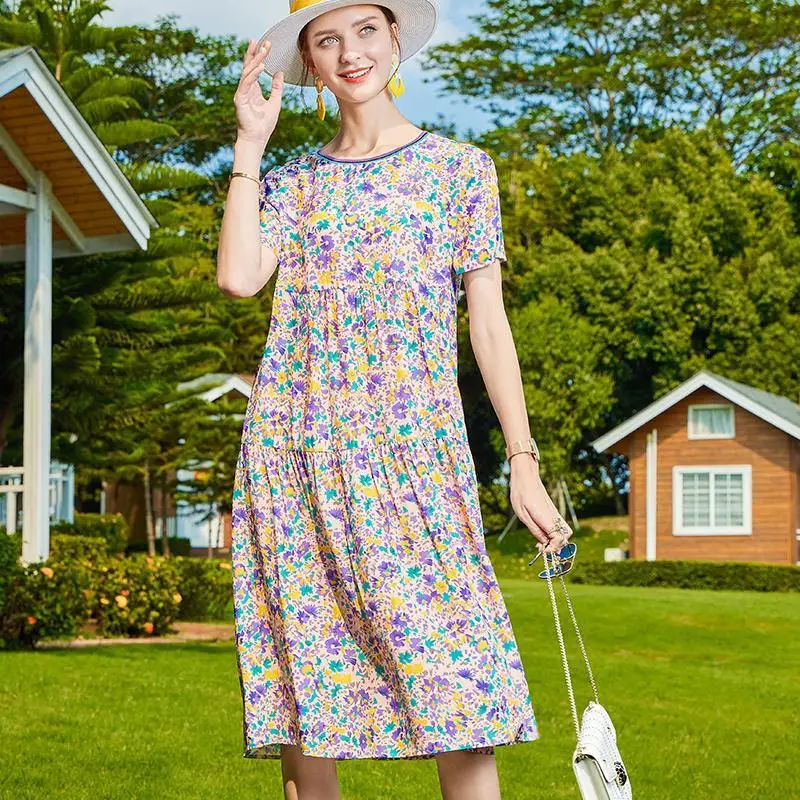 

ZUOMAN Summer Boho Casual Print Dot Chiffon Dresses 2021 Vintage 3XL Plus Size Half Sleeve Dress Elegant Bodycon Women Vestidos