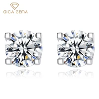 gica gema 1 carat moissanite stud earrings for women 925 sterling silver simple four claws wedding anniversary fine jewelry