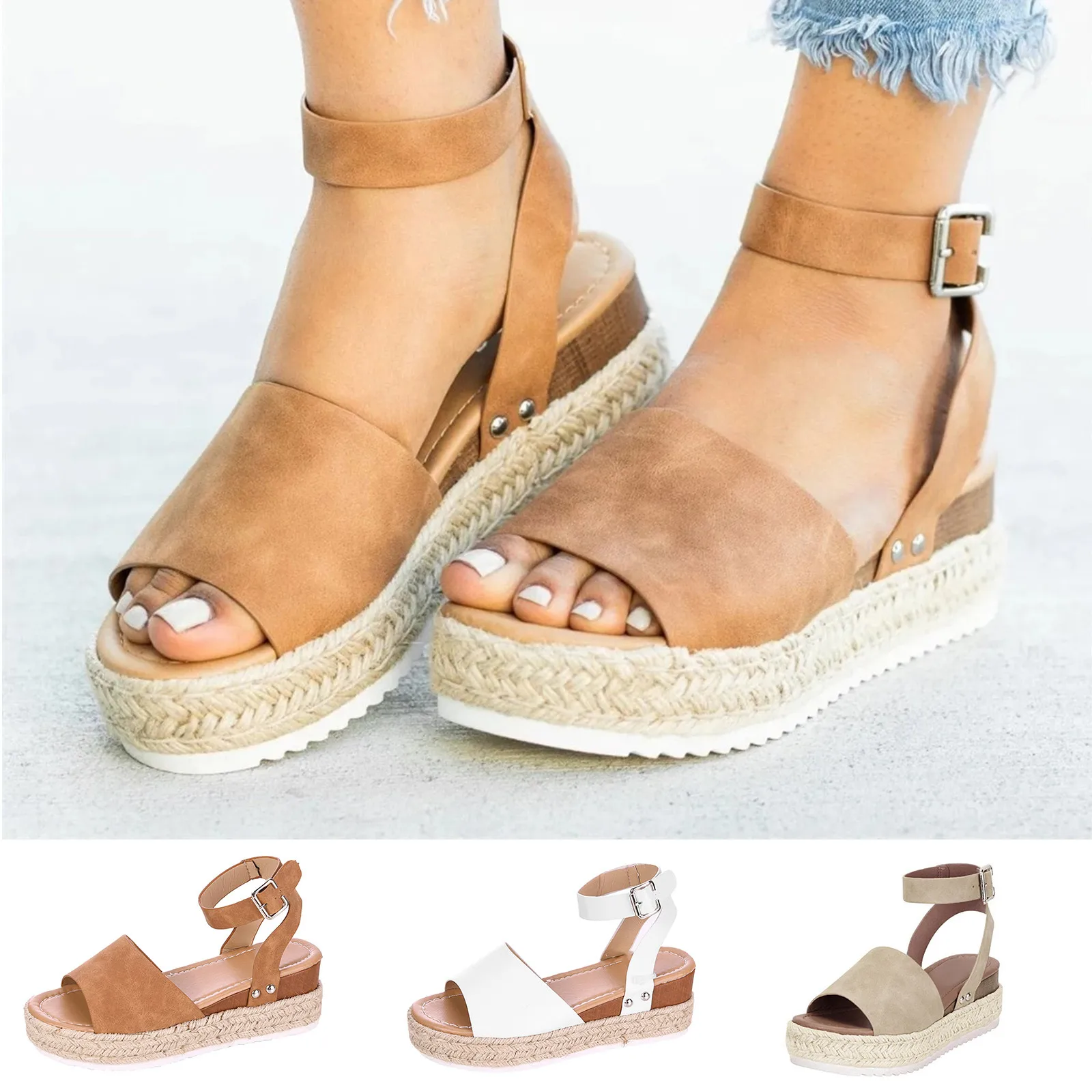 

Wedges Shoes For Women High Heels Sandals Summer Shoes 2021 Flip Flop Chaussures Femme Platform Sandals Plus Size 37-42