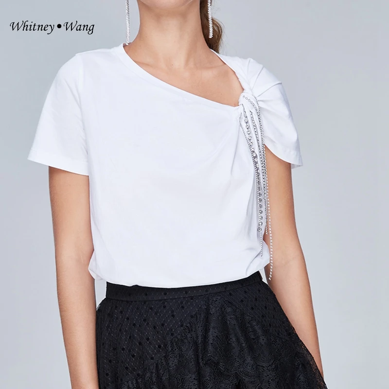 Футболка WHITNEY WANG 2020 летняя модная уличная одежда дизайнерская стильная футболка