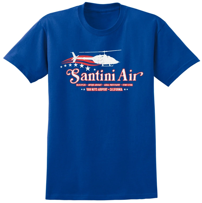 Santini Air Airwolf вдохновленная Футболка-Ретро 80S США вертолет трюк ТВ футболка с