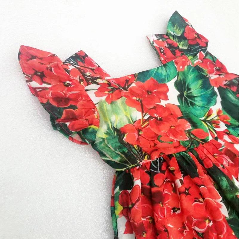 Платье-жилет с Цветочным Рисунком Платье До Колена Для девочек Детские платья