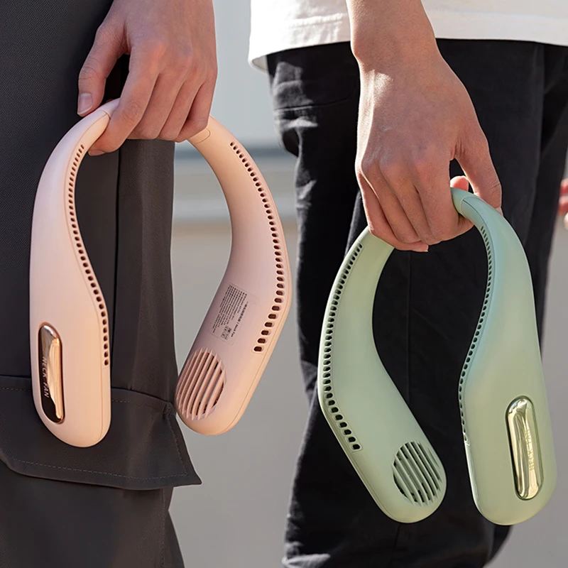 

Mini Portable Neck Fan USB Rechargeable Lazy Neckband For Outdoor Sports Running Mountaineering Air Cooling Ventilation Fan