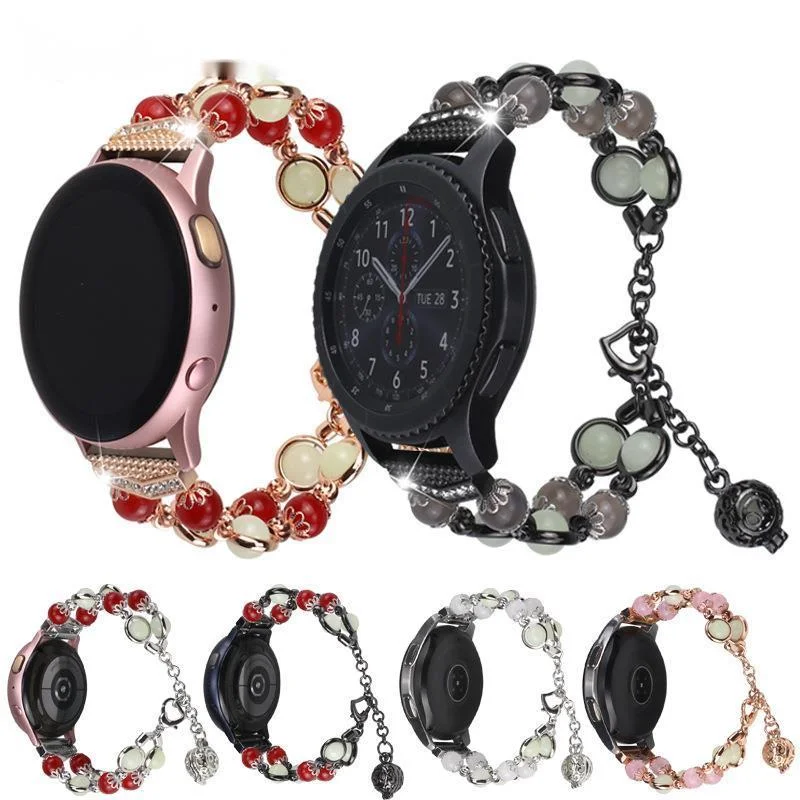 

Браслет для Samsung Galaxy Watch 3 45 мм/Watch 3 41 мм/Watch Active 2/ Watch 42 мм/Watch 46 мм, светящиеся бусины, агат, светящийся ремешок