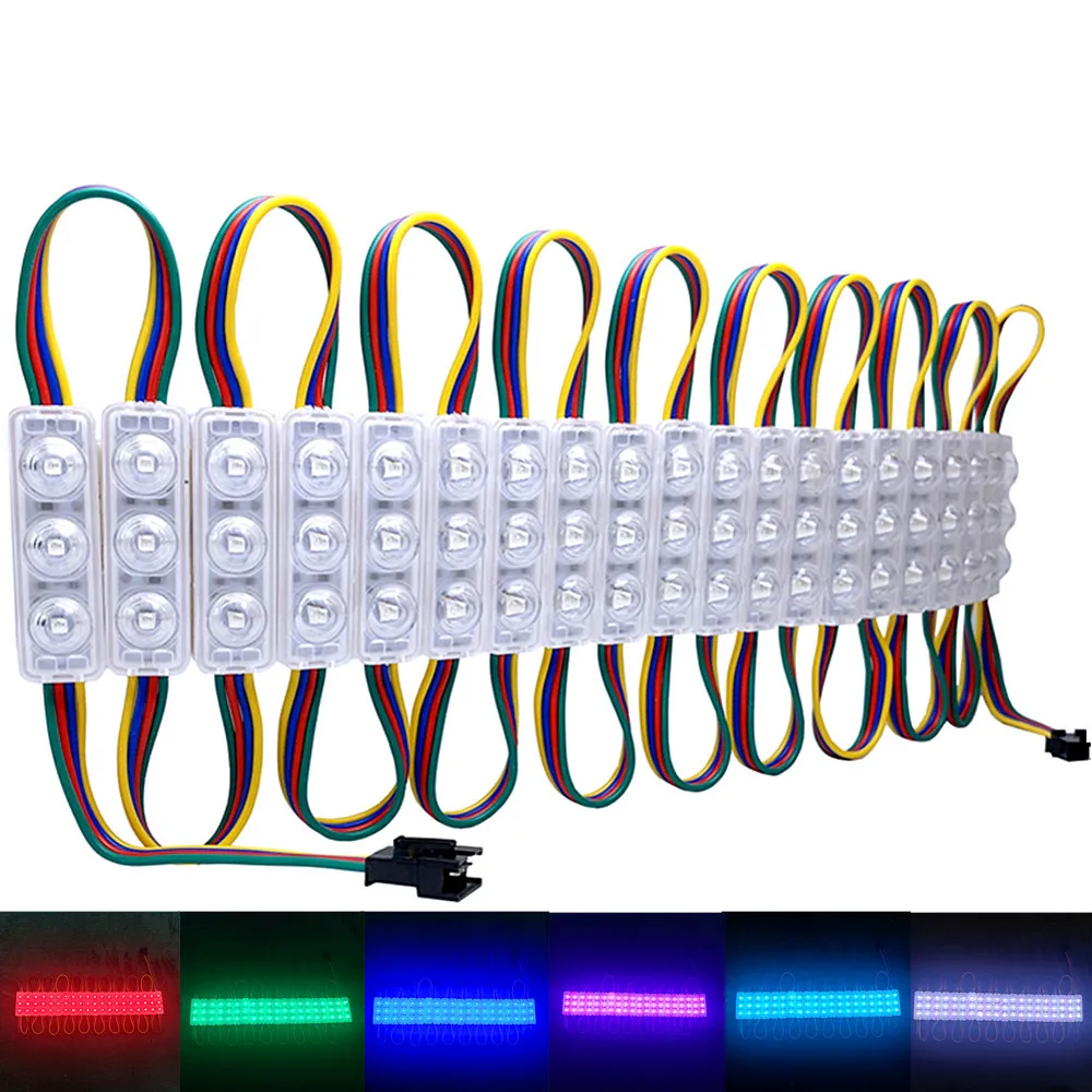 

Светодиодный модуль RGB, Инжекционный Объектив SMD 5050, сверхъяркая рекламная подсветка со сменными цветами, водонепроницаемая подсветка знака, 12 В, 20 шт./лот