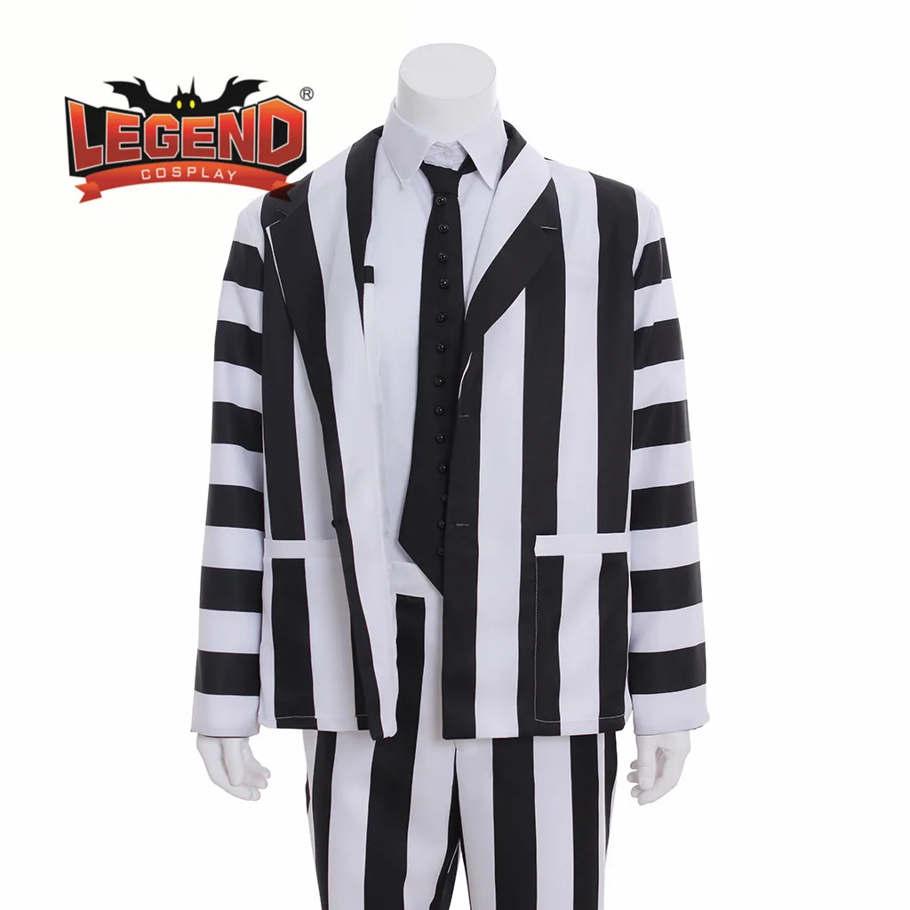 Черно белый костюм в полоску Beetlejuice для косплея|Костюмы из фильмов и ТВ| |