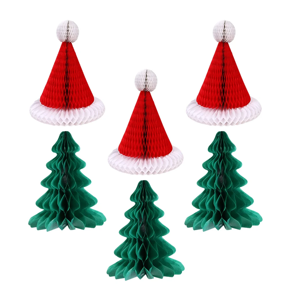 

6Pcs Party Paper Ornaments Hanging Pendants Festival Honeycomb Design Props