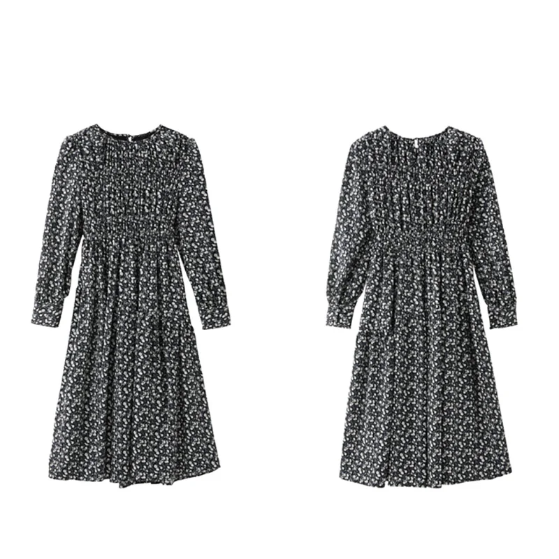 

Only Plus Printed Long Dress For Women Floral Vintage Boho Long Sleeve Spring Autun Elastic Waist Casual Ladies Dresses 2021