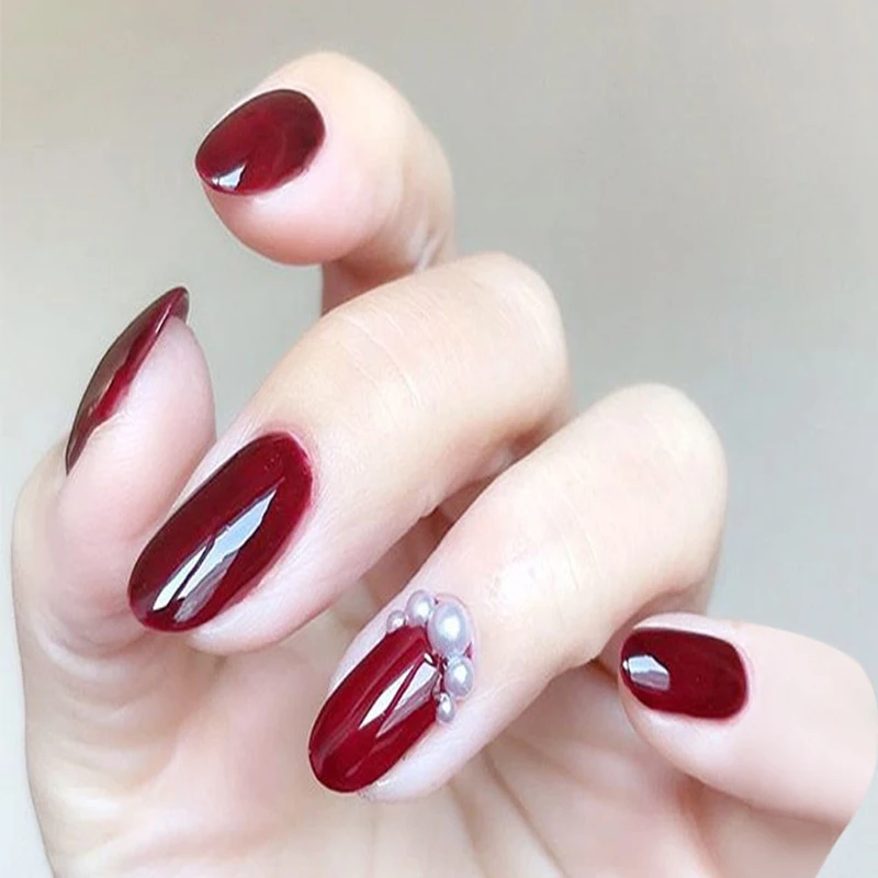 24 шт. блестящие накладные ногти с красными бриллиантами | Красота и здоровье