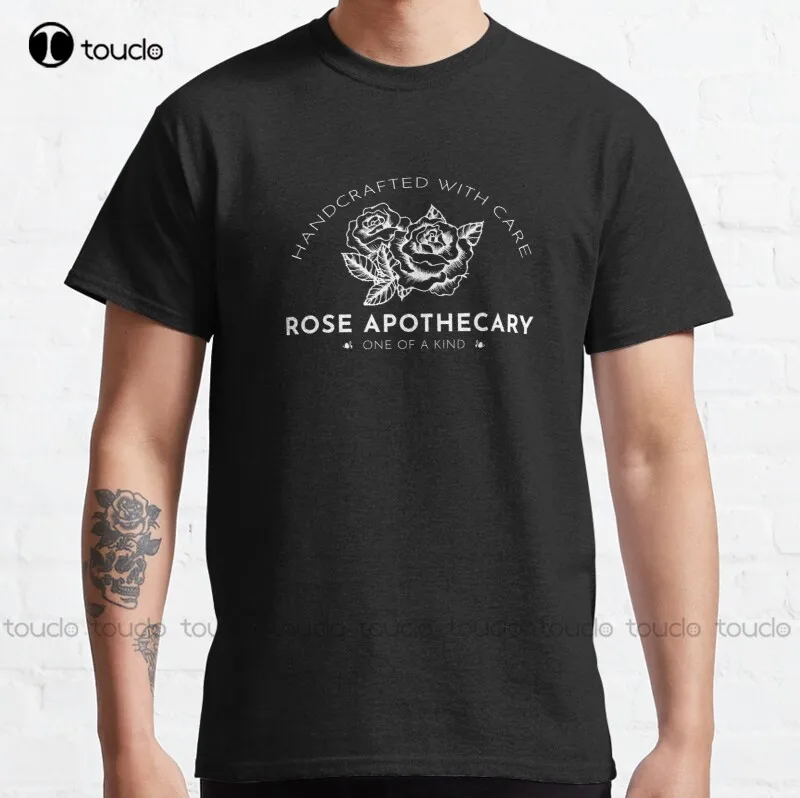 

New Rose Apothecary: Handcrafted With Care Classic T-Shirt Womens Baseball Shirt S-5Xl Cotton Tee Shirt
