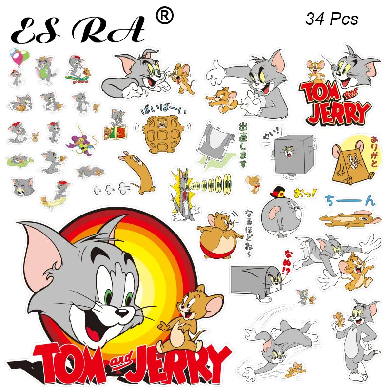 34 шт./компл. детские наклейки водонепроницаемые виниловые Мультяшные из ПВХ Tom Jerry