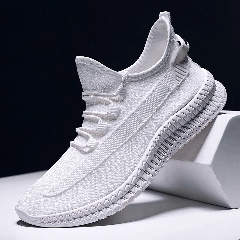 Кроссовки мужские сетчатые для бега дышащие легкие повседневная обувь белые