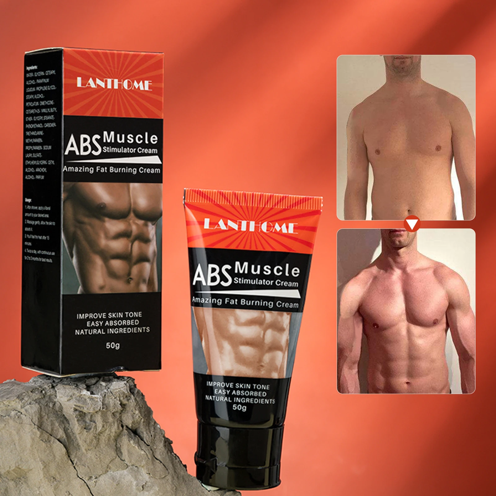 Potente crema de estimulación muscular ABS, crema adelgazante anticelulítica muscular, paquete de...