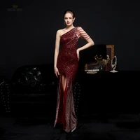 prom dress one shoulder floor length dresses woman party night beading sequin mermaid evening dresses