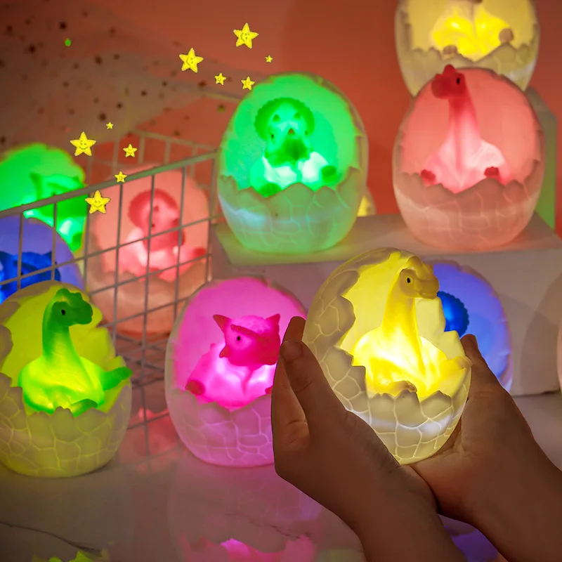 

New Cartoon Creative Dinosaur Egg Night Light Luminous Toy Bedside Decorations Night Feeding Luminous Wholesale Night Light
