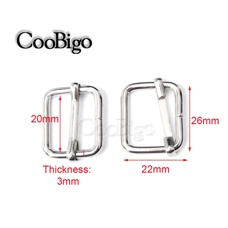 20mm Silver 10 шт. металлические слайды проволочный роликовый штифт Tri-Glides пряжки регулятор ремень слайдер пряжки для рюкзака Домашние животные ошейник аксессуары - Цвет: 20mm Silver