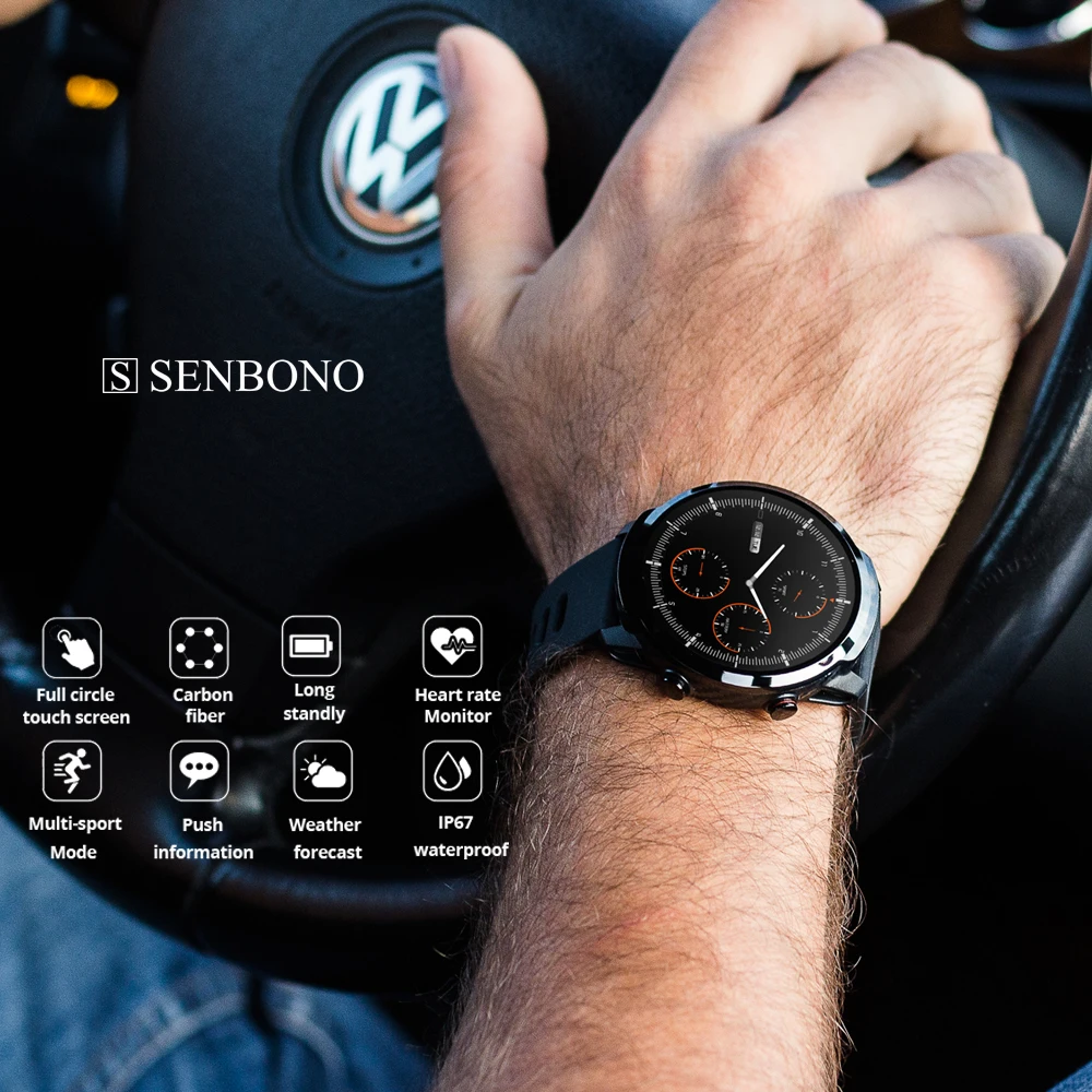 Умные часы SENBONO S10 Full touch спортивные для мужчин и женщин пульсометр прогноз погоды