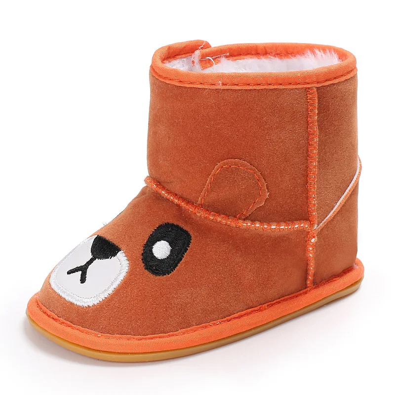 orange Baby Snow Boots Girls Boys Shoes Soft Sole 0-18 months Anti-Slip Warm Winter Infant Prewalker Toddler Booties Socks - Цвет: orange