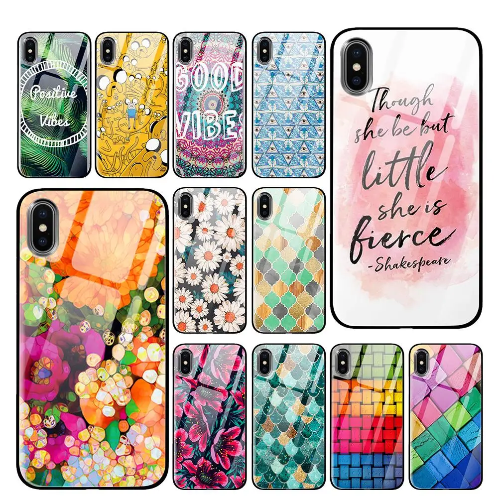 Роскошный чехол Happiest Flowers из закаленного стекла для iPhone 5 5S 6 6s 7 8 Plus X XS XR 11 Pro