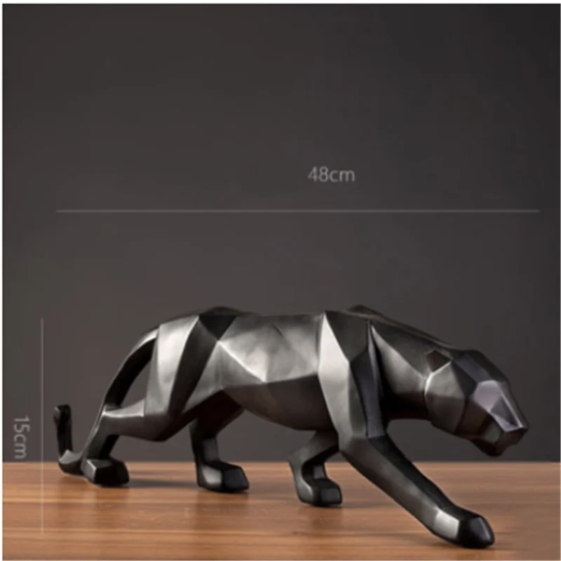 

Panther Statue Animal Figurine Abstract Geometric Style Resin Leopard Sculpture Home Office Desktop Decoration Gift Ornaments