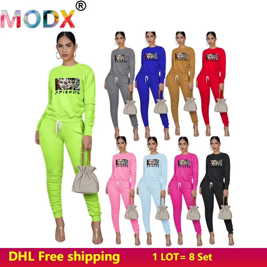 

Женский спортивный костюм с принтом букв, Повседневная Толстовка с капюшоном, комплект из двух предметов, рубашка с длинным рукавом и легги...