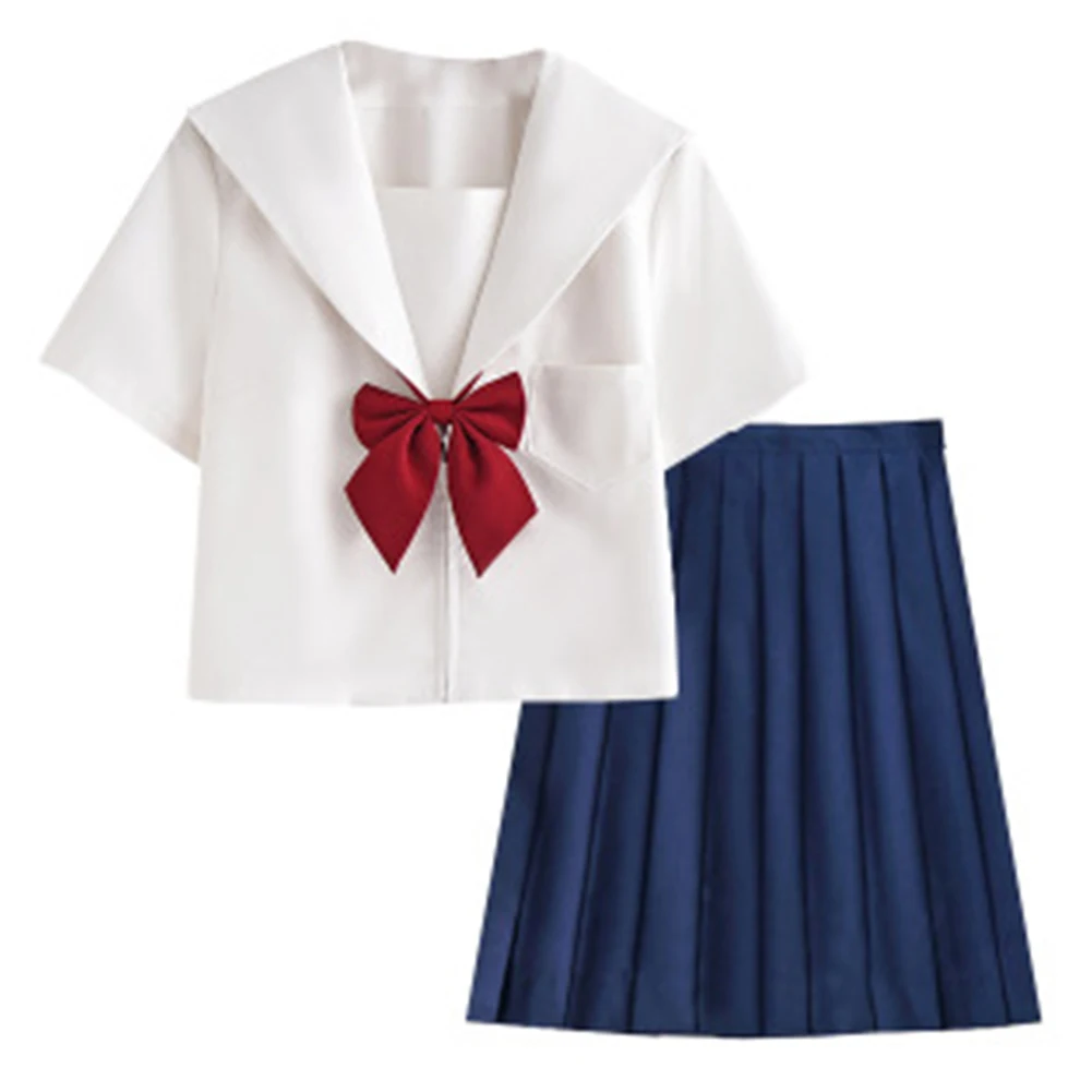 

Japanese JK Suit Woman School Uniform High School Sailor Navy Cosplay Costumes Student Girls Pleated Skirt
