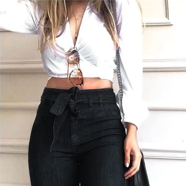 

Boyfriend Black/Blue Brand Denim Pants Women Vintage High Waist Wide Leg Skinny Flare Jeans Plus Size S-3XL All-match Trousers